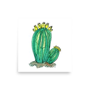 Watercolor Hedgehog Cactus Print
