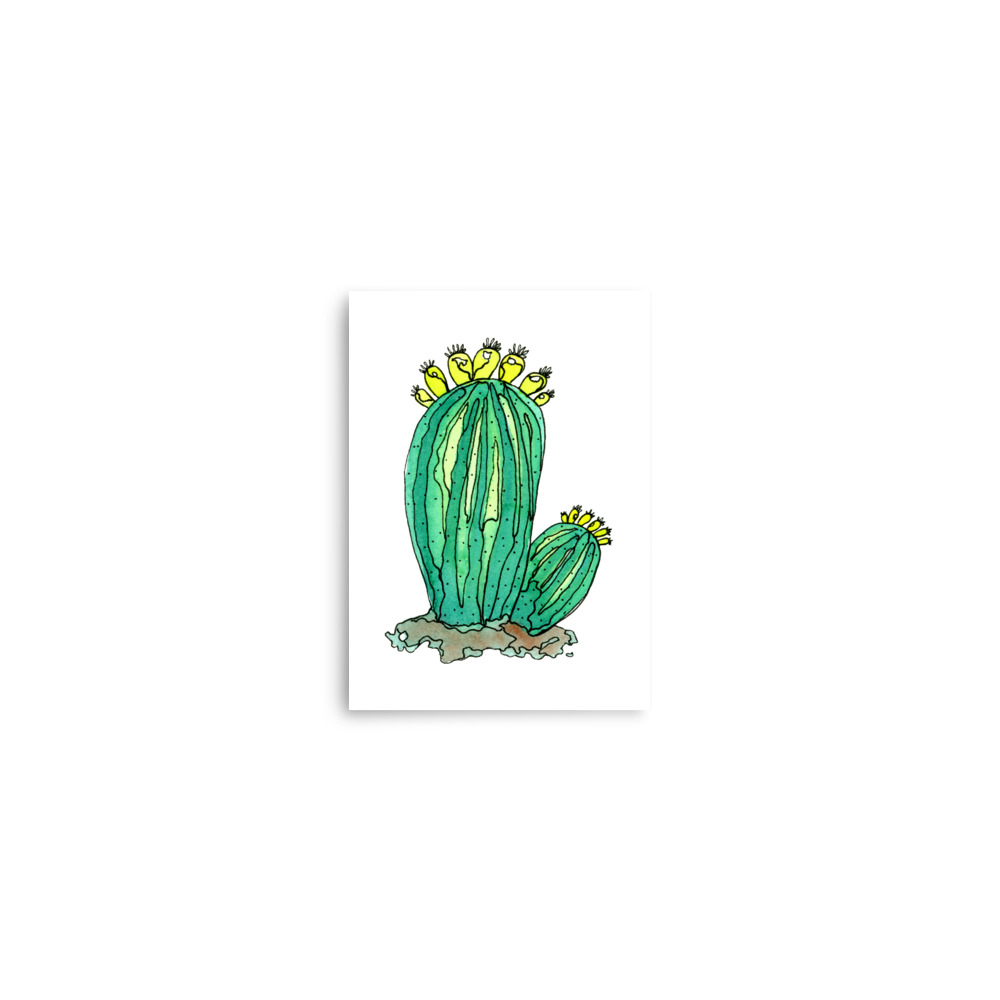 Watercolor Hedgehog Cactus Print - Image 3
